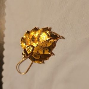 Single Gold Dipped Leaf Earring